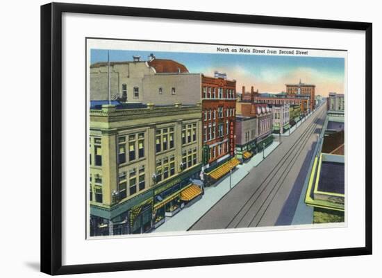 Pueblo, Colorado, Northern View down Main Street from Second Street-Lantern Press-Framed Art Print