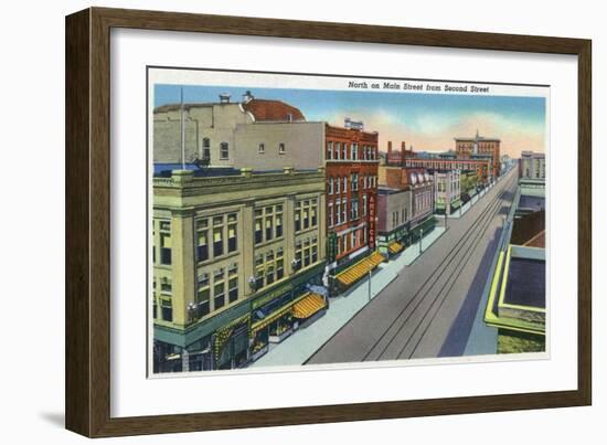 Pueblo, Colorado, Northern View down Main Street from Second Street-Lantern Press-Framed Art Print