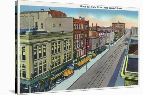 Pueblo, Colorado, Northern View down Main Street from Second Street-Lantern Press-Stretched Canvas