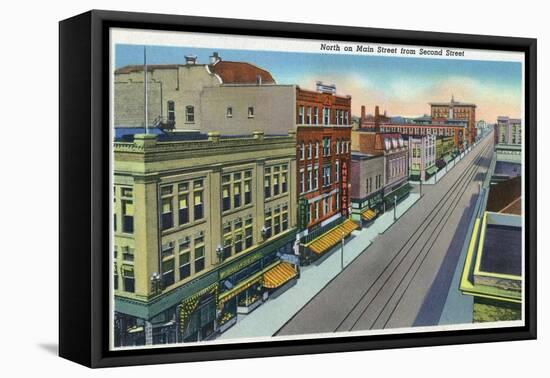 Pueblo, Colorado, Northern View down Main Street from Second Street-Lantern Press-Framed Stretched Canvas