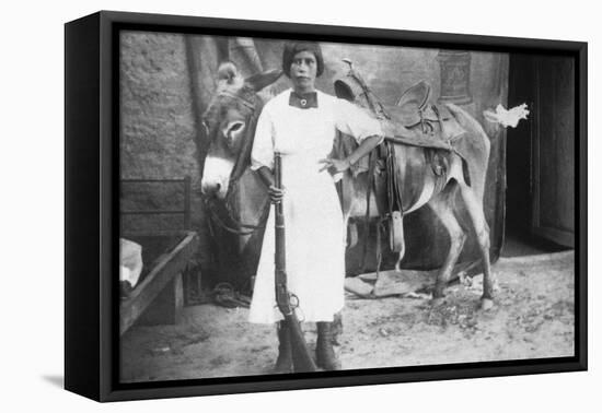 Pueblo Girl and Burro, 1900-American Photographer-Framed Stretched Canvas