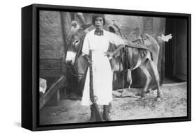 Pueblo Girl and Burro, 1900-American Photographer-Framed Stretched Canvas