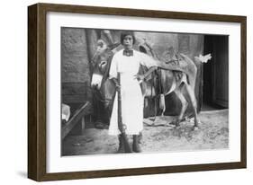 Pueblo Girl and Burro, 1900-American Photographer-Framed Photographic Print