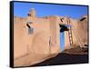 Pueblo House with Blue Door and Oven, Taos, New Mexico, USA-Charles Sleicher-Framed Stretched Canvas