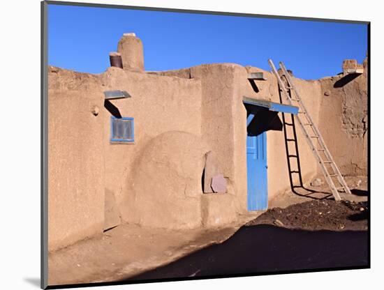 Pueblo House with Blue Door and Oven, Taos, New Mexico, USA-Charles Sleicher-Mounted Photographic Print