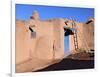 Pueblo House with Blue Door and Oven, Taos, New Mexico, USA-Charles Sleicher-Framed Photographic Print