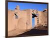 Pueblo House with Blue Door and Oven, Taos, New Mexico, USA-Charles Sleicher-Framed Photographic Print