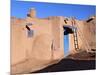 Pueblo House with Blue Door and Oven, Taos, New Mexico, USA-Charles Sleicher-Mounted Photographic Print