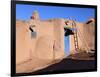 Pueblo House with Blue Door and Oven, Taos, New Mexico, USA-Charles Sleicher-Framed Photographic Print