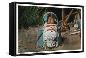 Pueblo Indian Baby Snug as a Bug in a Rug in his Papoose-Lantern Press-Framed Stretched Canvas