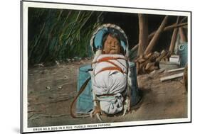 Pueblo Indian Baby Snug as a Bug in a Rug in his Papoose-Lantern Press-Mounted Art Print