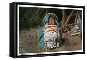 Pueblo Indian Baby Snug as a Bug in a Rug in his Papoose-Lantern Press-Framed Stretched Canvas