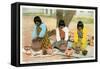 Pueblo Indian Women Making Pottery-null-Framed Stretched Canvas