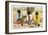 Pueblo Indian Women Making Pottery-null-Framed Art Print