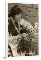 Pueblo Woman Silversmith-null-Framed Art Print