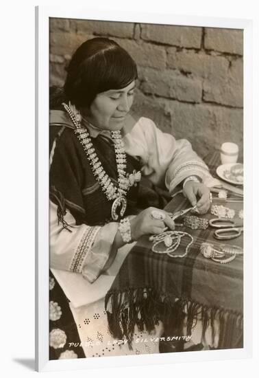 Pueblo Woman Silversmith-null-Framed Art Print