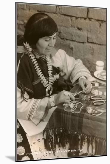 Pueblo Woman Silversmith-null-Mounted Art Print