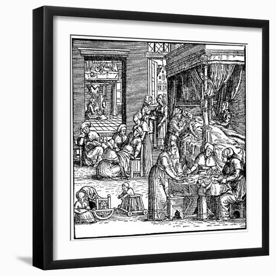 Puerperium in Frankfurt in the 16th Century-null-Framed Giclee Print