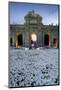 Puerto De Alcala at Dusk and White Flowerbed, Madrid, Spain, Europe-Charles Bowman-Mounted Photographic Print