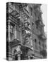 Puerto Rican Boys Climbing on Tenement Fire Escape-Al Fenn-Stretched Canvas