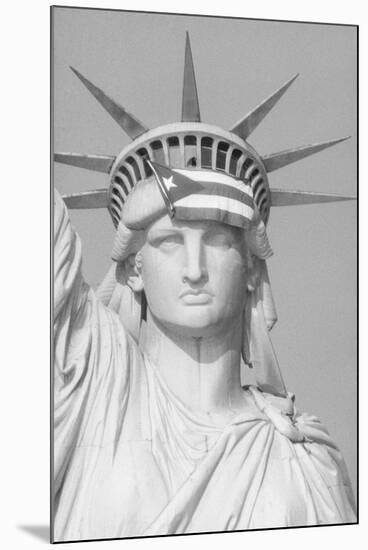 Puerto Rican Flag on Statue of Liberty-null-Mounted Photographic Print