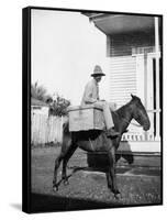 Puerto Rican Mail Carrier outside Post Office Photograph - Puerto Rico-Lantern Press-Framed Stretched Canvas