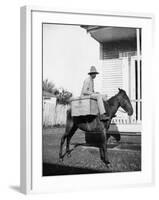 Puerto Rican Mail Carrier outside Post Office Photograph - Puerto Rico-Lantern Press-Framed Art Print