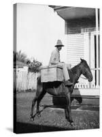 Puerto Rican Mail Carrier outside Post Office Photograph - Puerto Rico-Lantern Press-Stretched Canvas