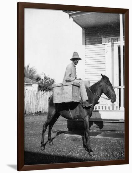 Puerto Rican Mail Carrier outside Post Office Photograph - Puerto Rico-Lantern Press-Framed Art Print