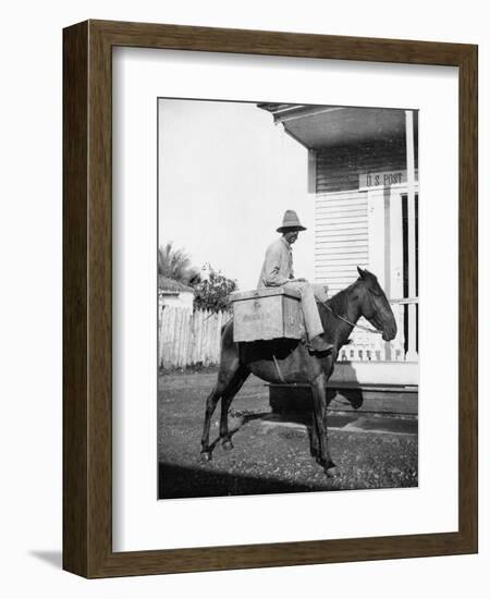 Puerto Rican Mail Carrier outside Post Office Photograph - Puerto Rico-Lantern Press-Framed Art Print