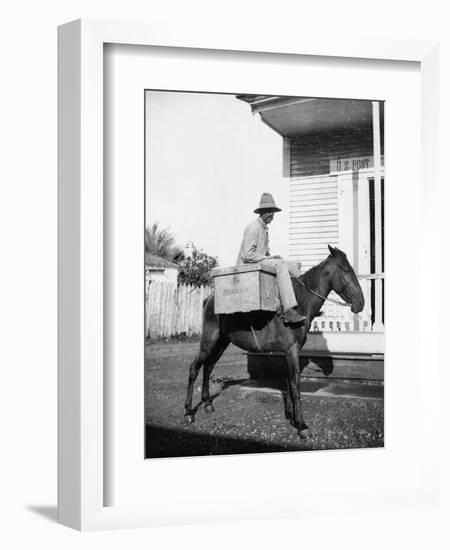 Puerto Rican Mail Carrier outside Post Office Photograph - Puerto Rico-Lantern Press-Framed Art Print