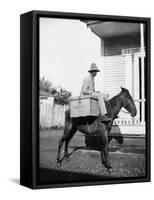 Puerto Rican Mail Carrier outside Post Office Photograph - Puerto Rico-Lantern Press-Framed Stretched Canvas