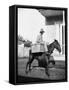 Puerto Rican Mail Carrier outside Post Office Photograph - Puerto Rico-Lantern Press-Framed Stretched Canvas