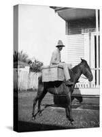 Puerto Rican Mail Carrier outside Post Office Photograph - Puerto Rico-Lantern Press-Stretched Canvas