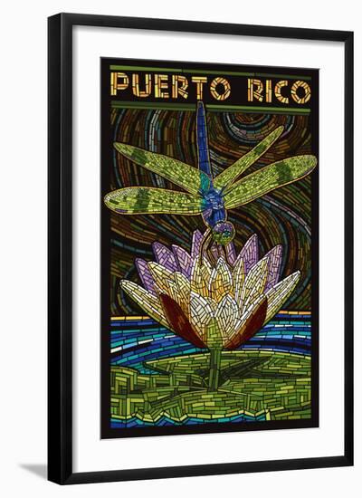 Puerto Rico - Dragonfly Mosaic-Lantern Press-Framed Art Print