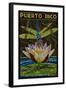 Puerto Rico - Dragonfly Mosaic-Lantern Press-Framed Art Print