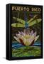 Puerto Rico - Dragonfly Mosaic-Lantern Press-Framed Stretched Canvas