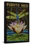 Puerto Rico - Dragonfly Mosaic-Lantern Press-Framed Stretched Canvas