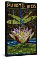 Puerto Rico - Dragonfly Mosaic-Lantern Press-Stretched Canvas