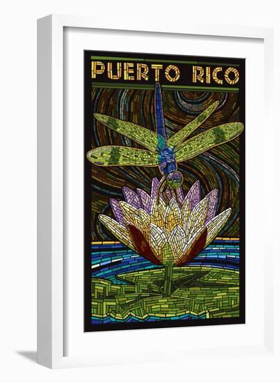 Puerto Rico - Dragonfly Mosaic-Lantern Press-Framed Art Print