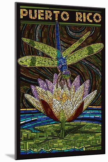 Puerto Rico - Dragonfly Mosaic-Lantern Press-Mounted Art Print