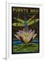 Puerto Rico - Dragonfly Mosaic-Lantern Press-Framed Art Print