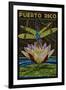 Puerto Rico - Dragonfly Mosaic-Lantern Press-Framed Art Print