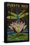 Puerto Rico - Dragonfly Mosaic-Lantern Press-Framed Stretched Canvas