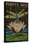 Puerto Rico - Dragonfly Mosaic-Lantern Press-Stretched Canvas