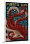 Puerto Rico - Octopus Mosaic-Lantern Press-Framed Art Print