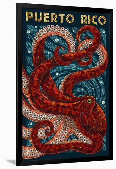 Puerto Rico - Octopus Mosaic-Lantern Press-Framed Art Print