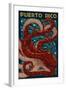 Puerto Rico - Octopus Mosaic-Lantern Press-Framed Art Print