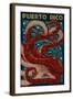 Puerto Rico - Octopus Mosaic-Lantern Press-Framed Art Print