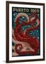 Puerto Rico - Octopus Mosaic-Lantern Press-Framed Art Print